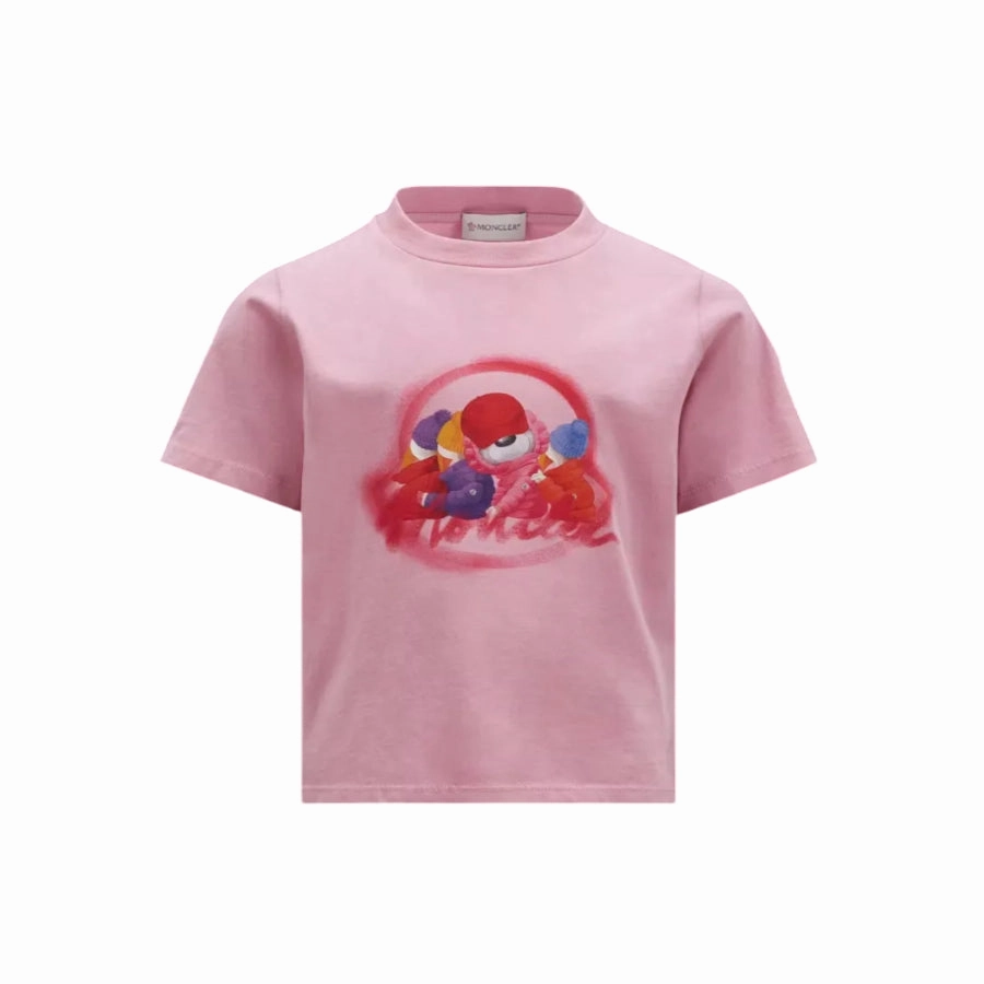 Moncler Girls Bear Graphic Logo Patch T-Shirt ruffle tops girls, long sleeve tees girls