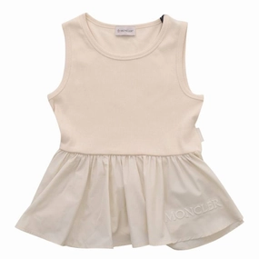 Moncler Girls Cotton-Blend Peplum Top ruffle tops girls, long sleeve tees girls