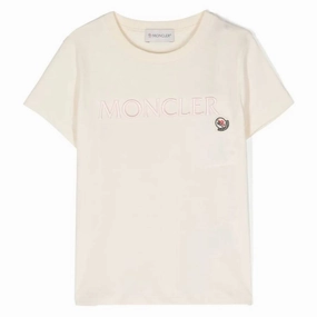 Moncler Girls Embroidered Logo Cotton Jersey T-Shirt ruffle tops girls, long sleeve tees girls