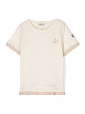 Moncler Girls Layered Cotton T-Shirt ruffle tops girls, long sleeve tees girls