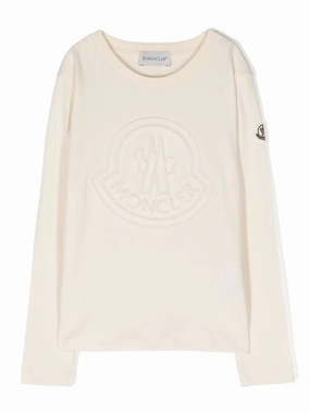 Moncler Girls Mascotte Logo-Applique Cotton T-Shirt ruffle tops girls, long sleeve tees girls