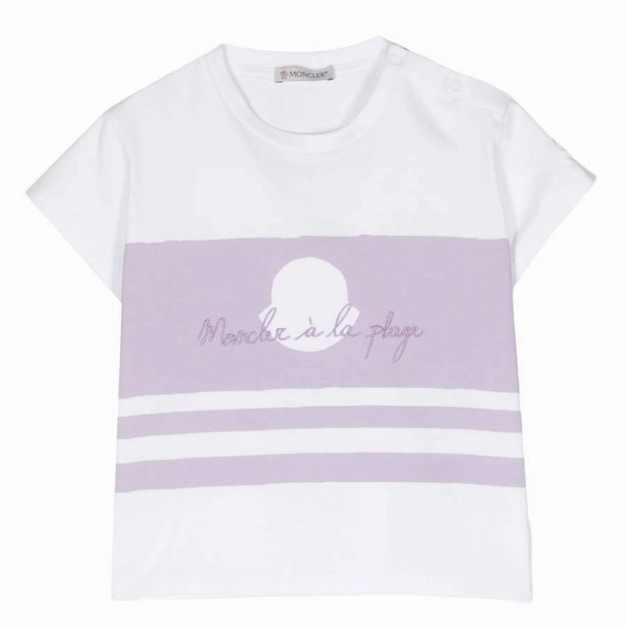 Moncler Kids Logo Print Striped T-Shirt ruffle tops girls, long sleeve tees girls