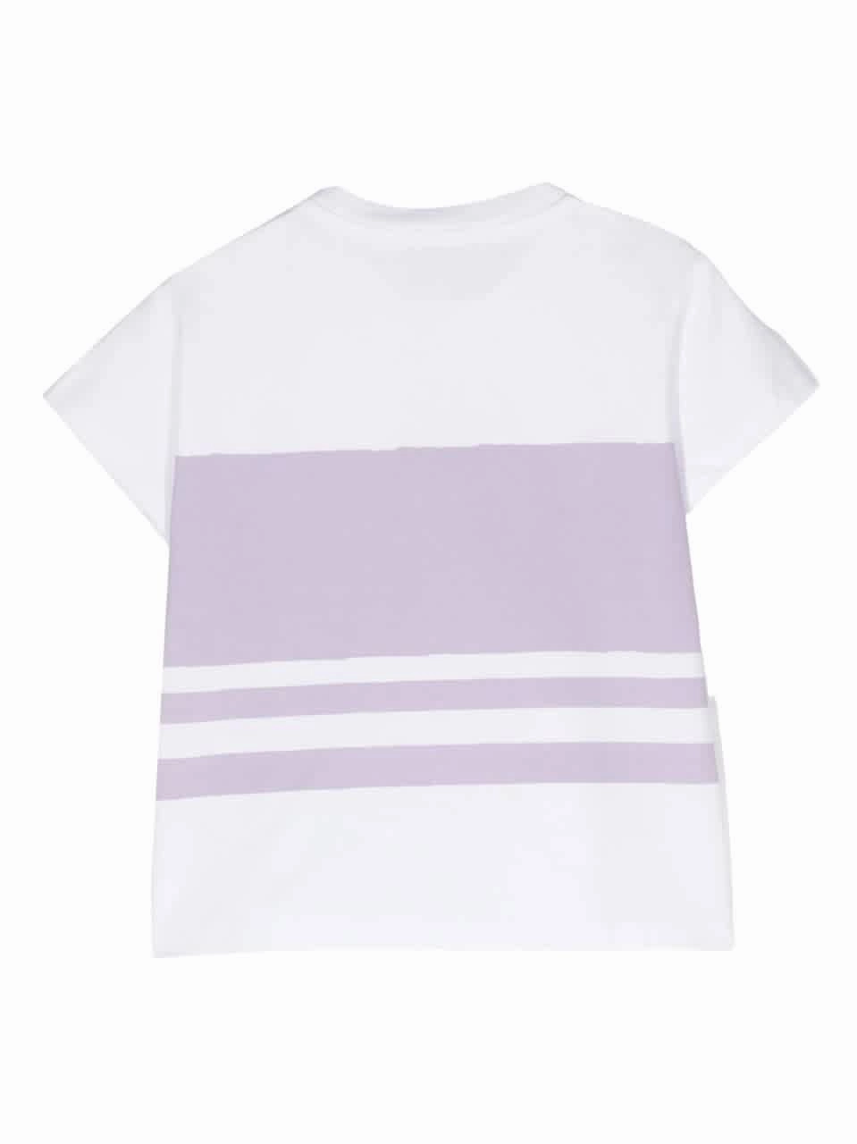 Moncler Kids Logo Print Striped T-Shirt Girls Tunic Top