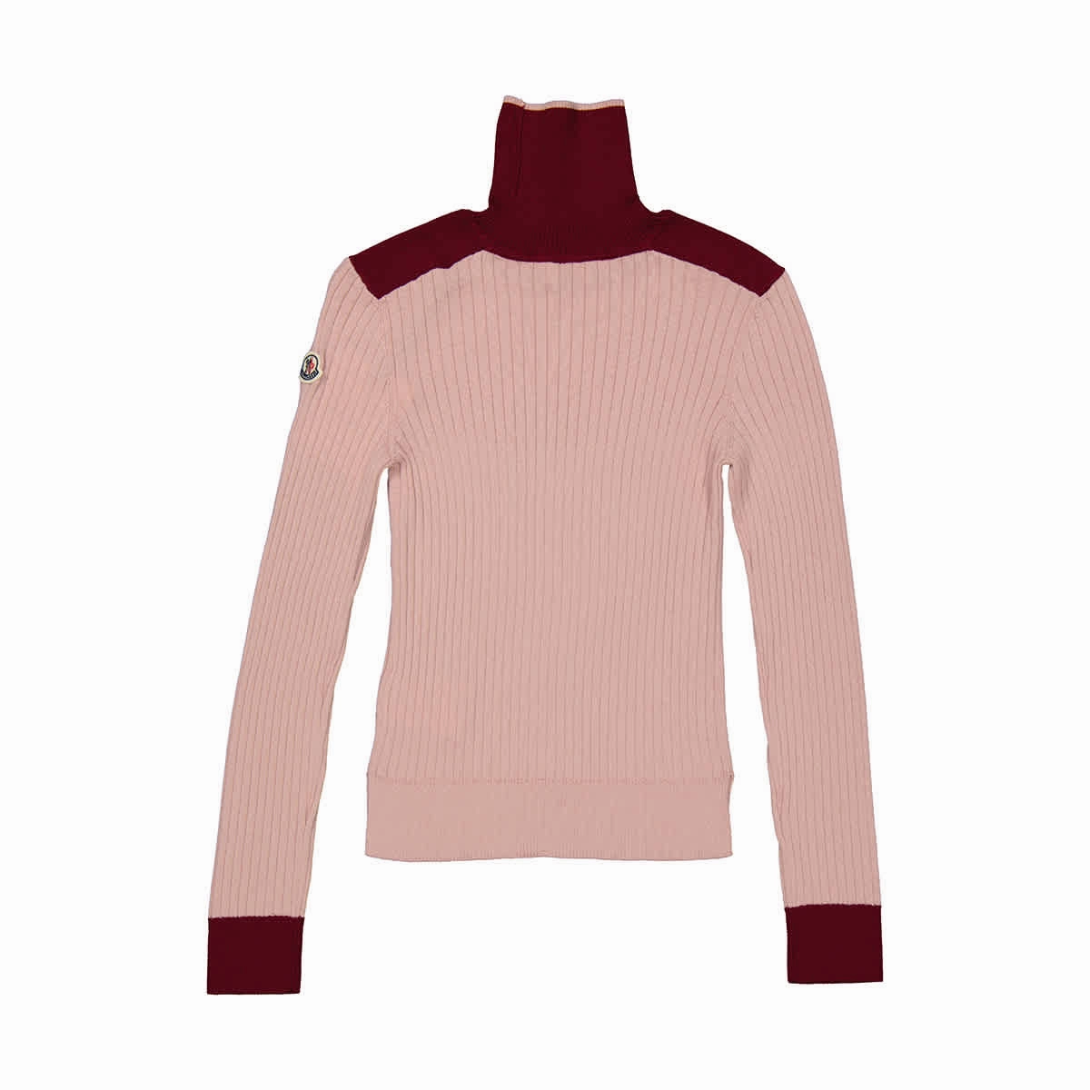 Moncler Kids Pink Two-Toned High-Neck Jumper Girls Tunic Top