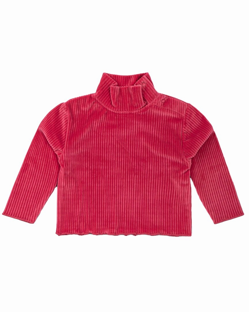 Monica   Andy Ribbed Velour Turtleneck ruffle tops girls, long sleeve tees girls