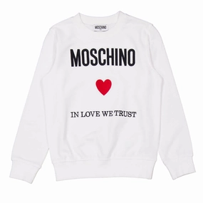 Moschino Girls Logo Print Crew Neck Cotton Sweatshirt ruffle tops girls, long sleeve tees girls