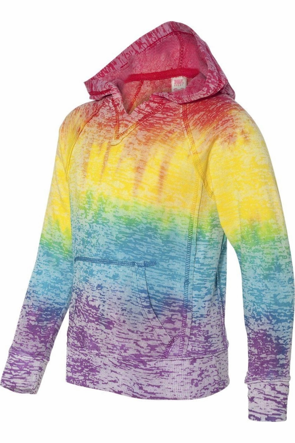 MV Sport Girls Courtney Burnout V-Notch Hooded Sweatshirt Girls Seamless Sportswear