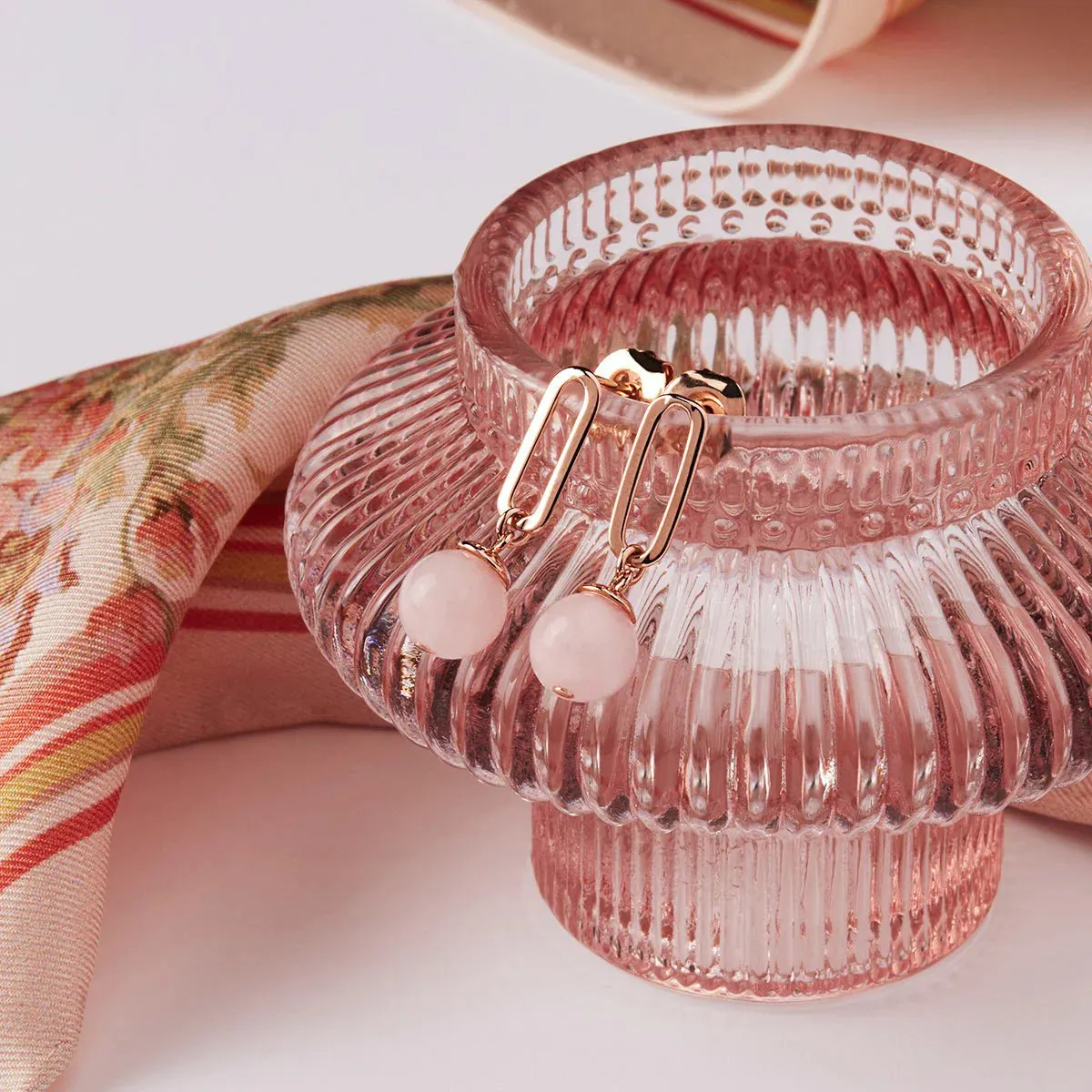 Najo Jewellery Najo - Alba Rose Quartz Earrings Rose Gold Plated