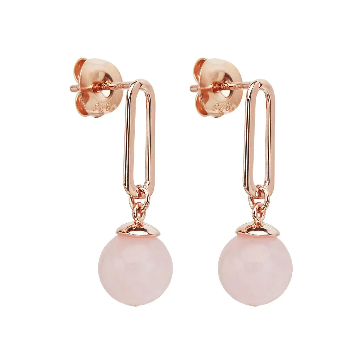 Najo Jewellery Najo - Alba Rose Quartz Earrings Rose Gold Plated