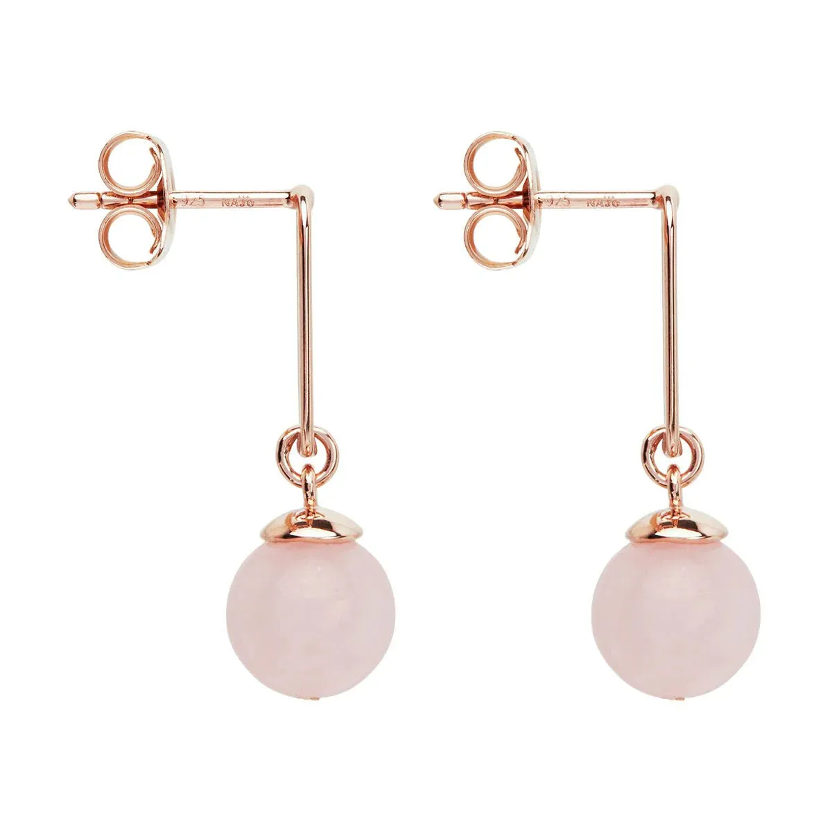 Najo Jewellery Najo - Alba Rose Quartz Earrings Rose Gold Plated