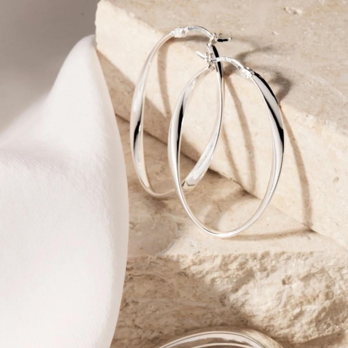 Najo Jewellery Najo - Cinta Large Hoop Earrings Silver