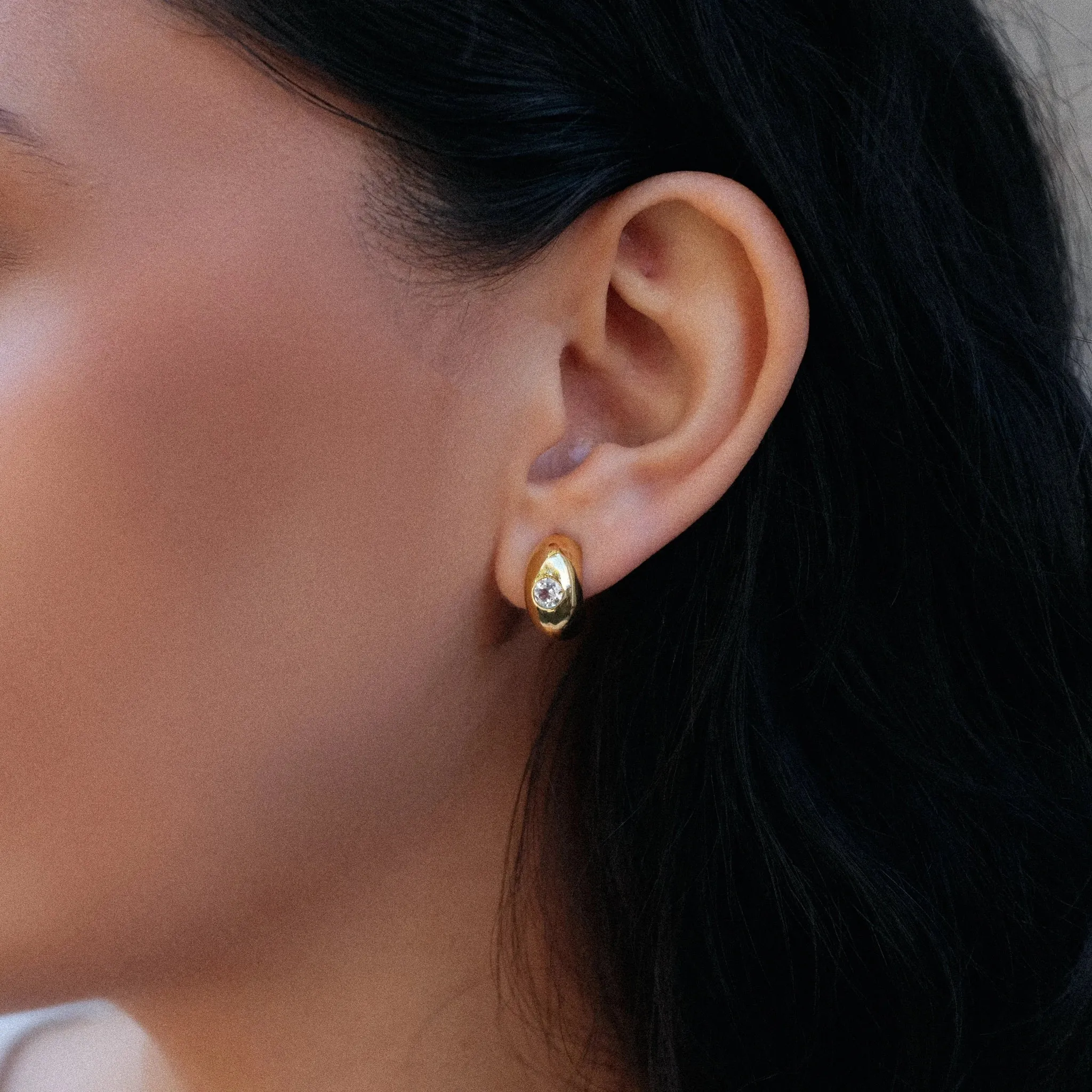 Najo Jewellery Najo - Cosmic Yellow Gold White Topaz Stud Earrings