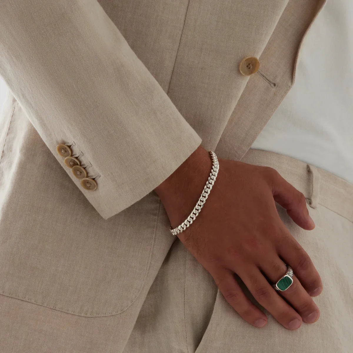 Najo Jewellery Najo - Cuban Mens Silver Bracelet