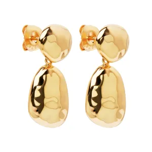 Najo Jewellery Najo - Double Pebblet Stud Earrings Gold Plated