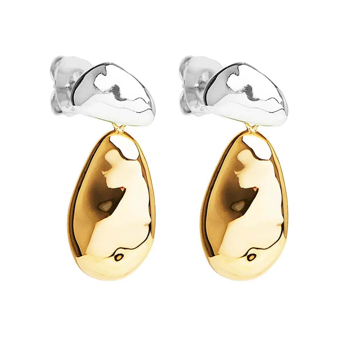 Najo Jewellery Najo - Double Pebblet Two-Tone Stud Earrings