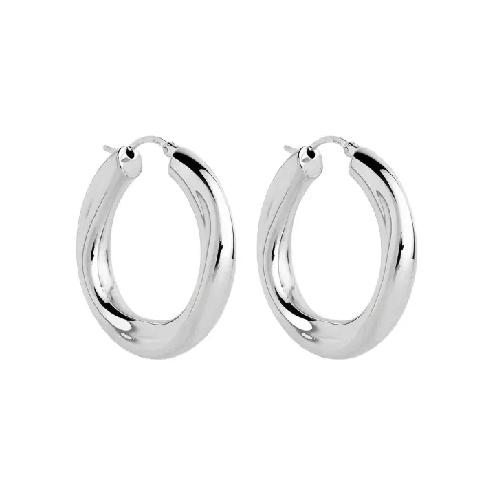 Najo Jewellery Najo - Dune Hoop Earrings Medium Silver