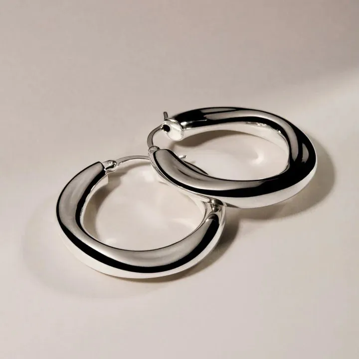 Najo Jewellery Najo - Dune Hoop Earrings Medium Silver