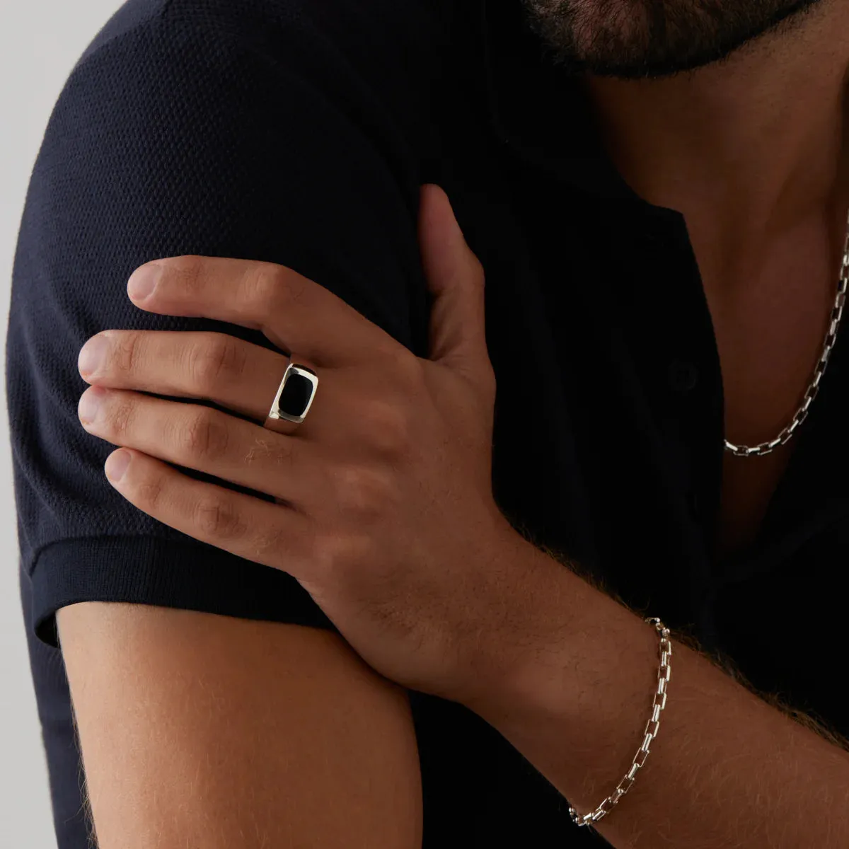 Najo Jewellery Najo - Expedition Men's Silver Black Onyx Ring