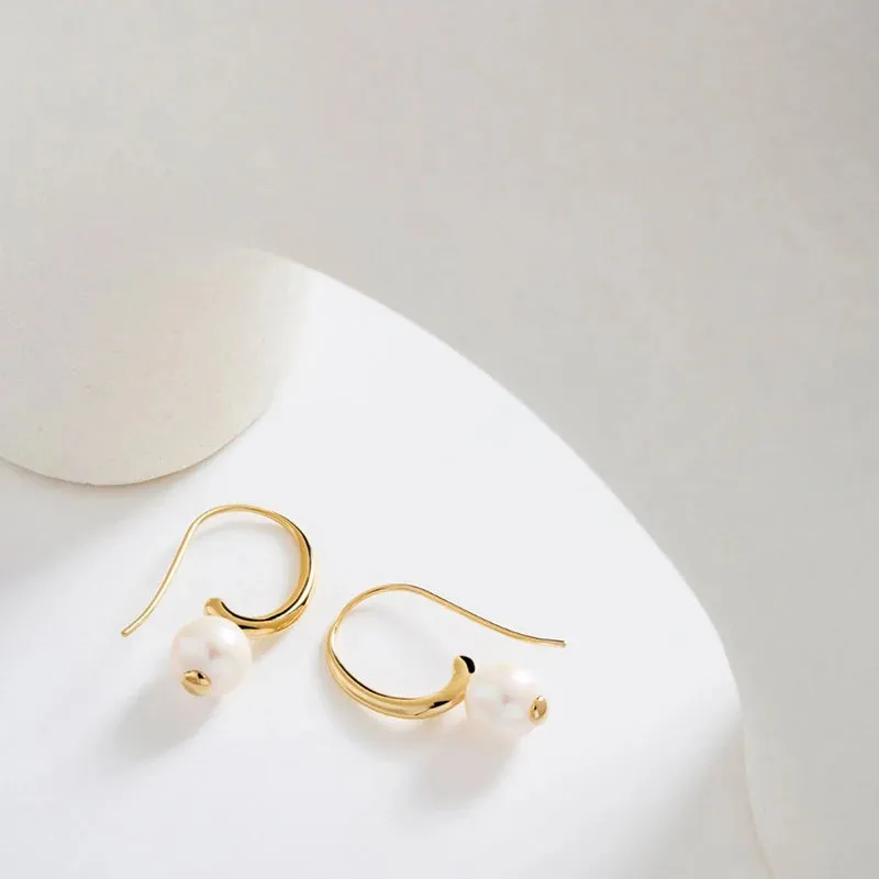 Najo Jewellery Najo - Fern Pearl Earrings Gold Plated