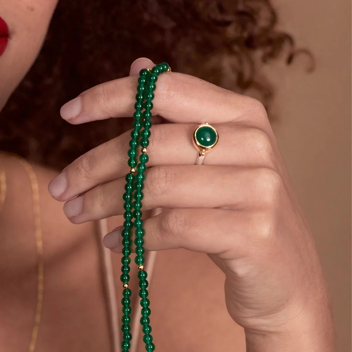 Najo Jewellery Najo - Garland Green Onyx Two-Tone Ring