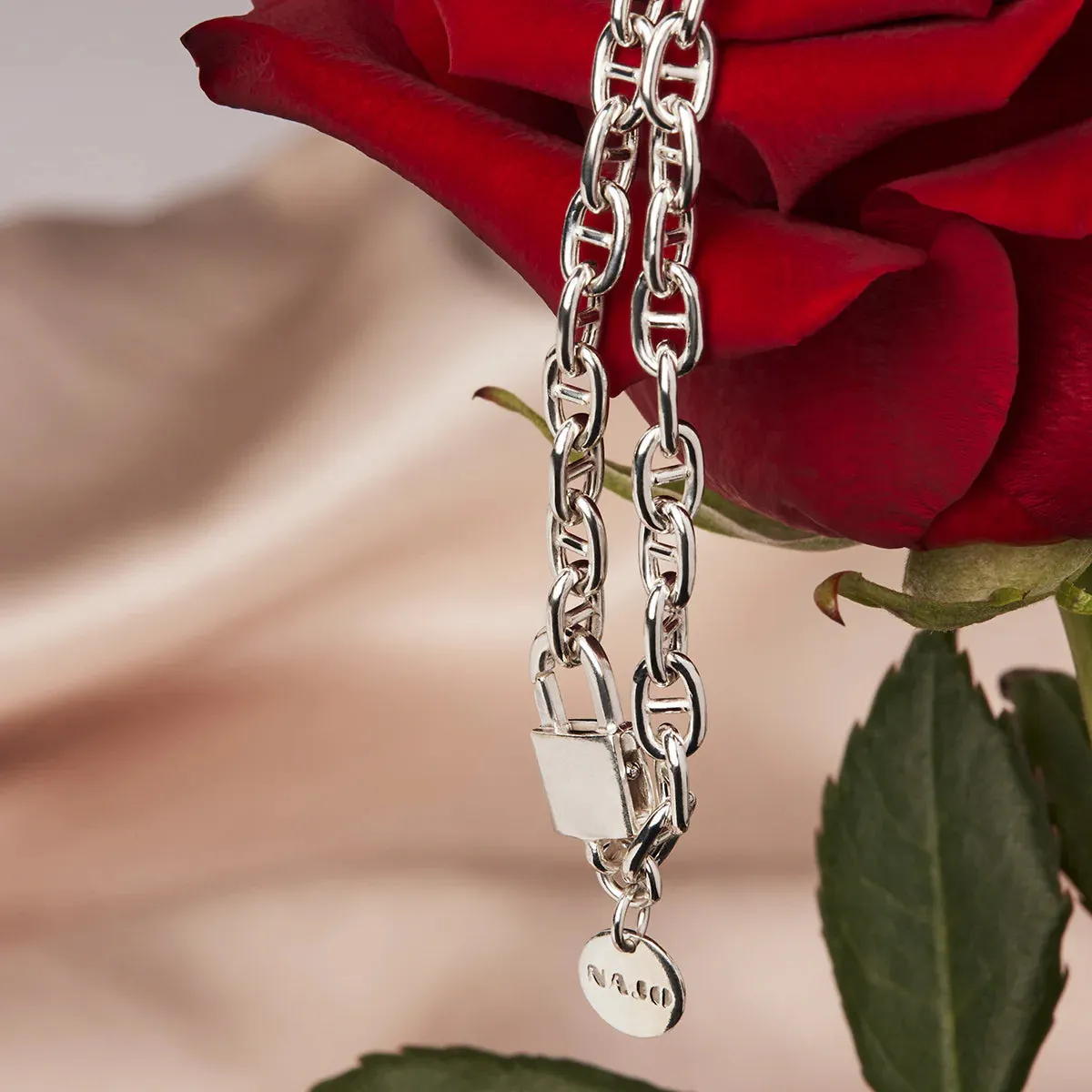 Najo Jewellery Najo - Love Lock Silver Chain Bracelet