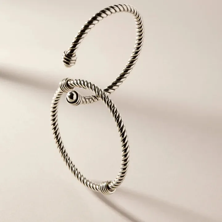 Najo Jewellery Najo - Rope Silver Cuff 60mm Silver