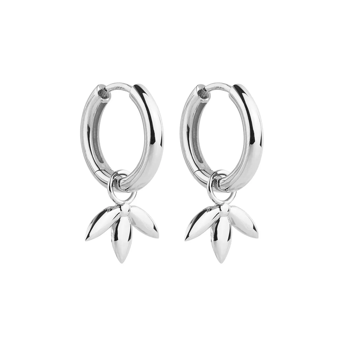 Najo Jewellery Najo - Silver hoop and leaf earring