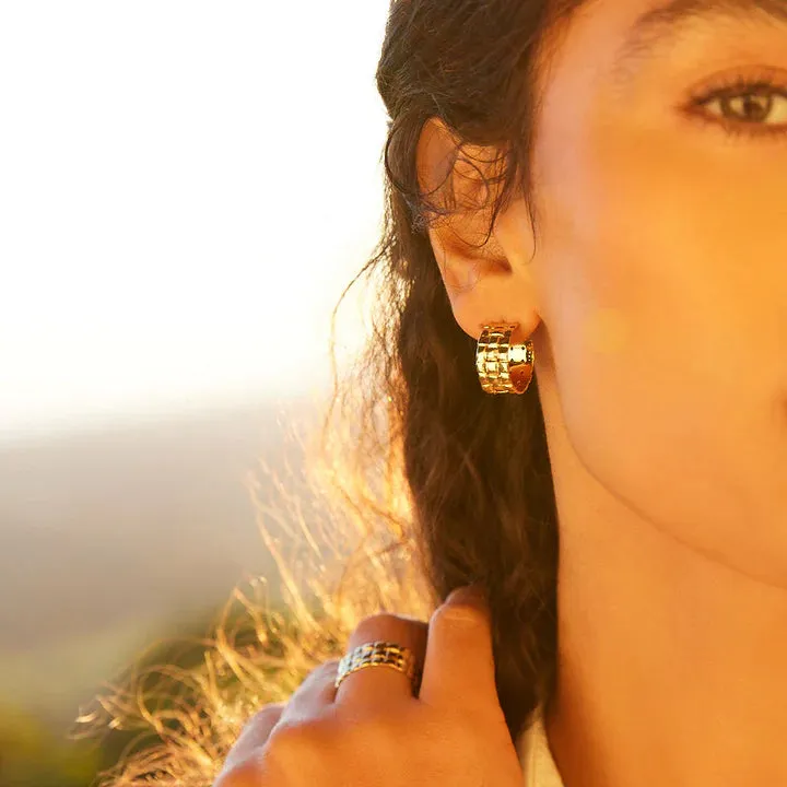 Najo Jewellery Najo - Weave Stud Hoop Earring Gold Plate