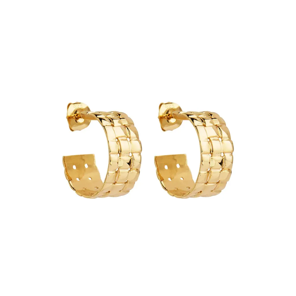 Najo Jewellery Najo - Weave Stud Hoop Earring Gold Plate