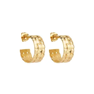Najo Jewellery Najo - Weave Stud Hoop Earring Gold Plate