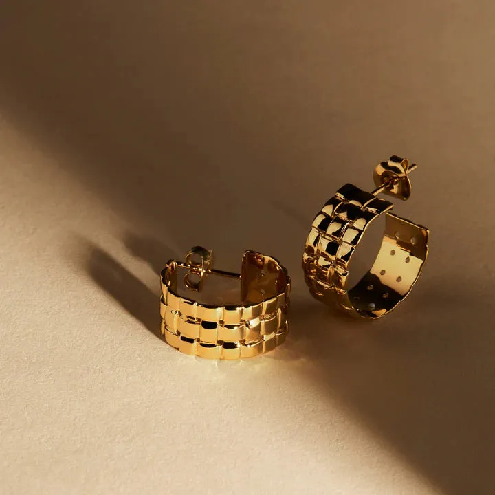 Najo Jewellery Najo - Weave Stud Hoop Earring Gold Plate