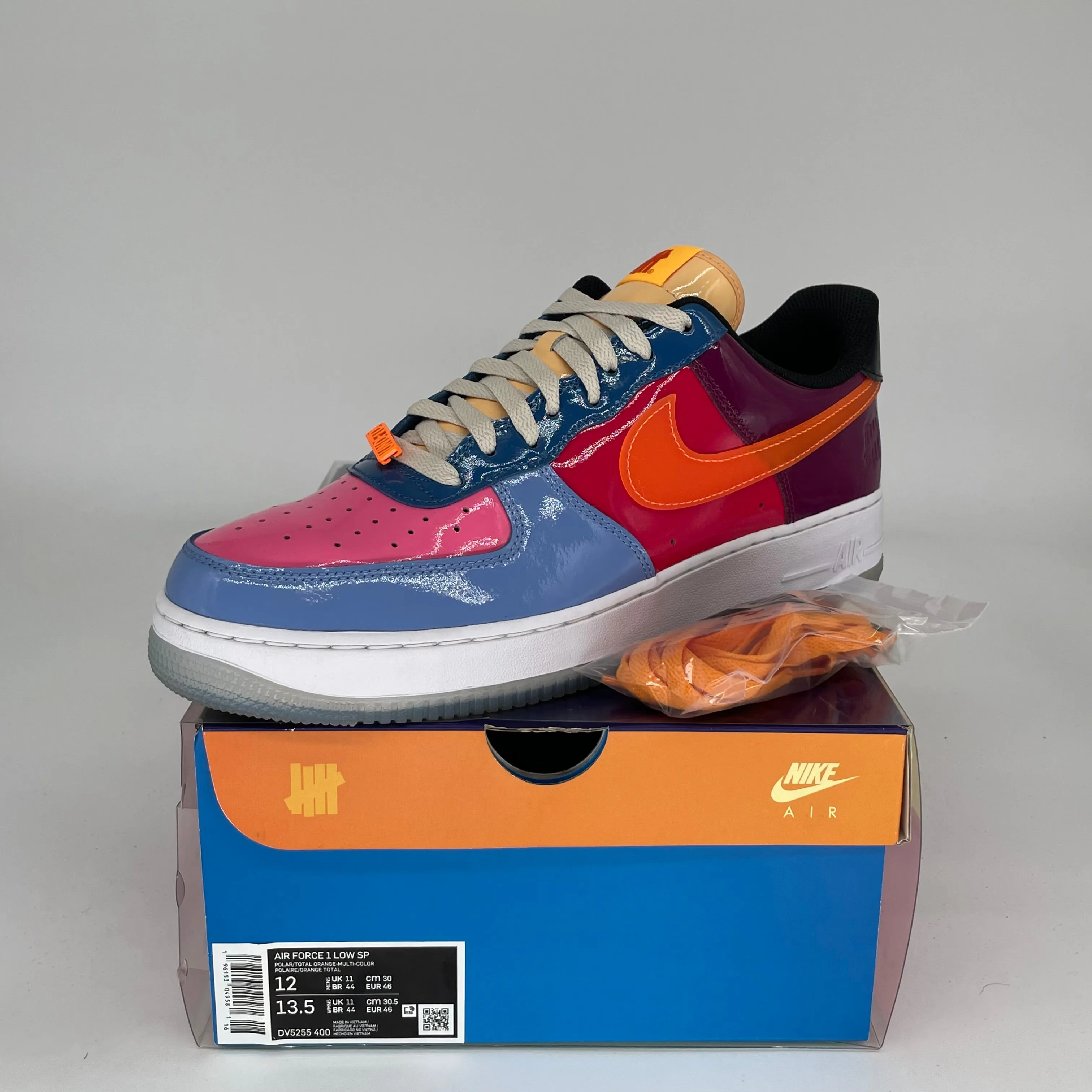 NIKE AIR FORCE 1 LOW UNDEFEATED MULTI PATENT TOTAL ORANGE SIZE 12 DV5255-400