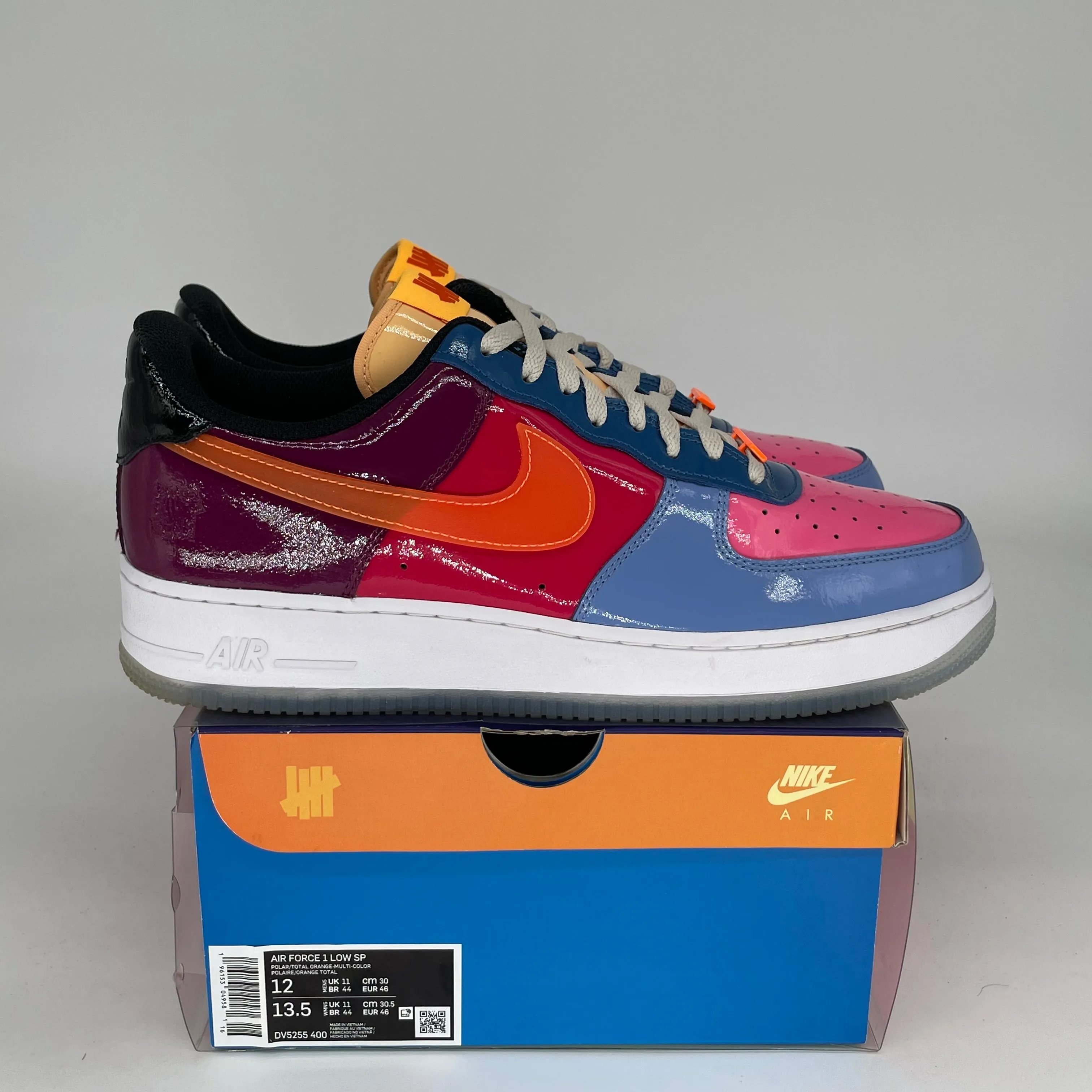 NIKE AIR FORCE 1 LOW UNDEFEATED MULTI PATENT TOTAL ORANGE SIZE 12 DV5255-400
