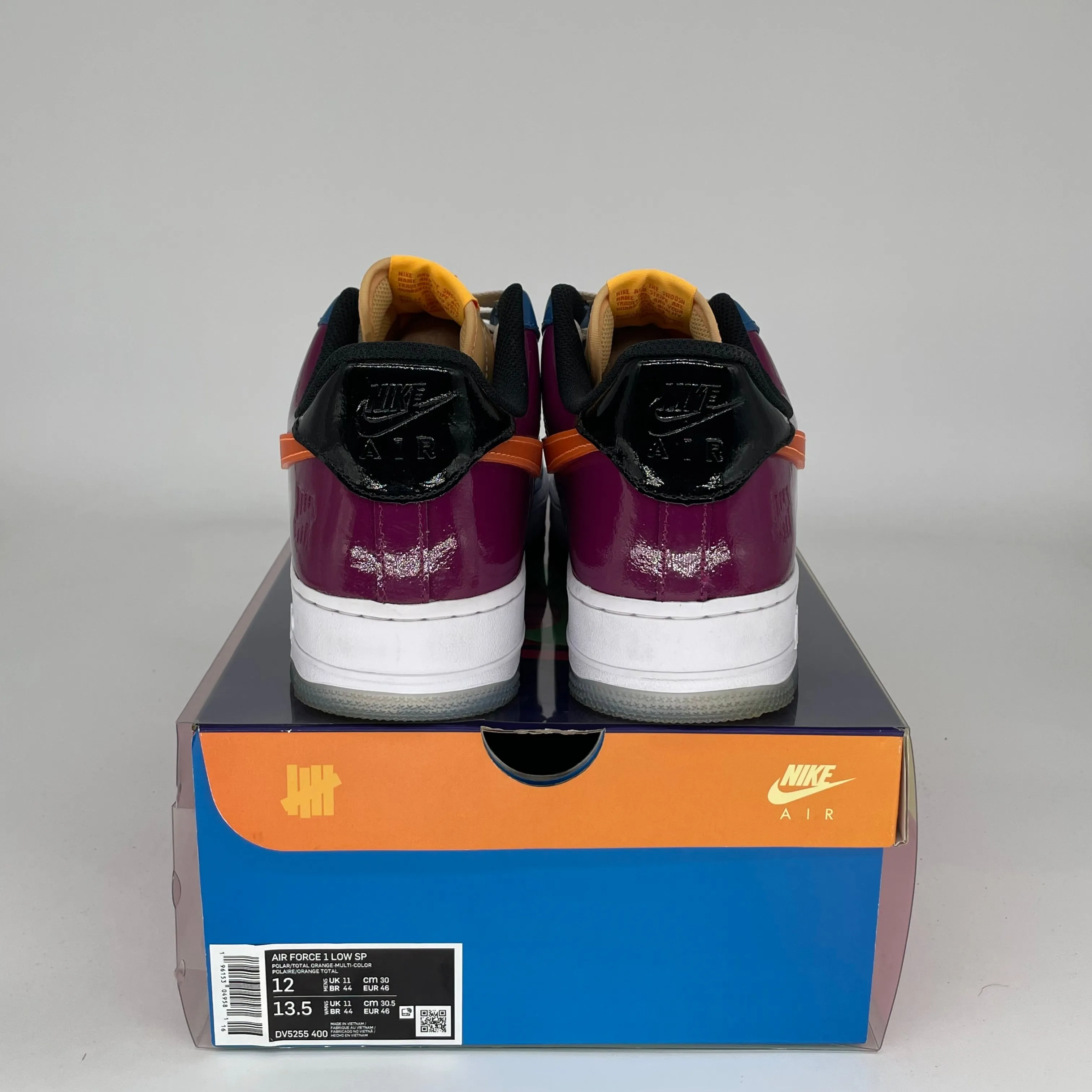 NIKE AIR FORCE 1 LOW UNDEFEATED MULTI PATENT TOTAL ORANGE SIZE 12 DV5255-400