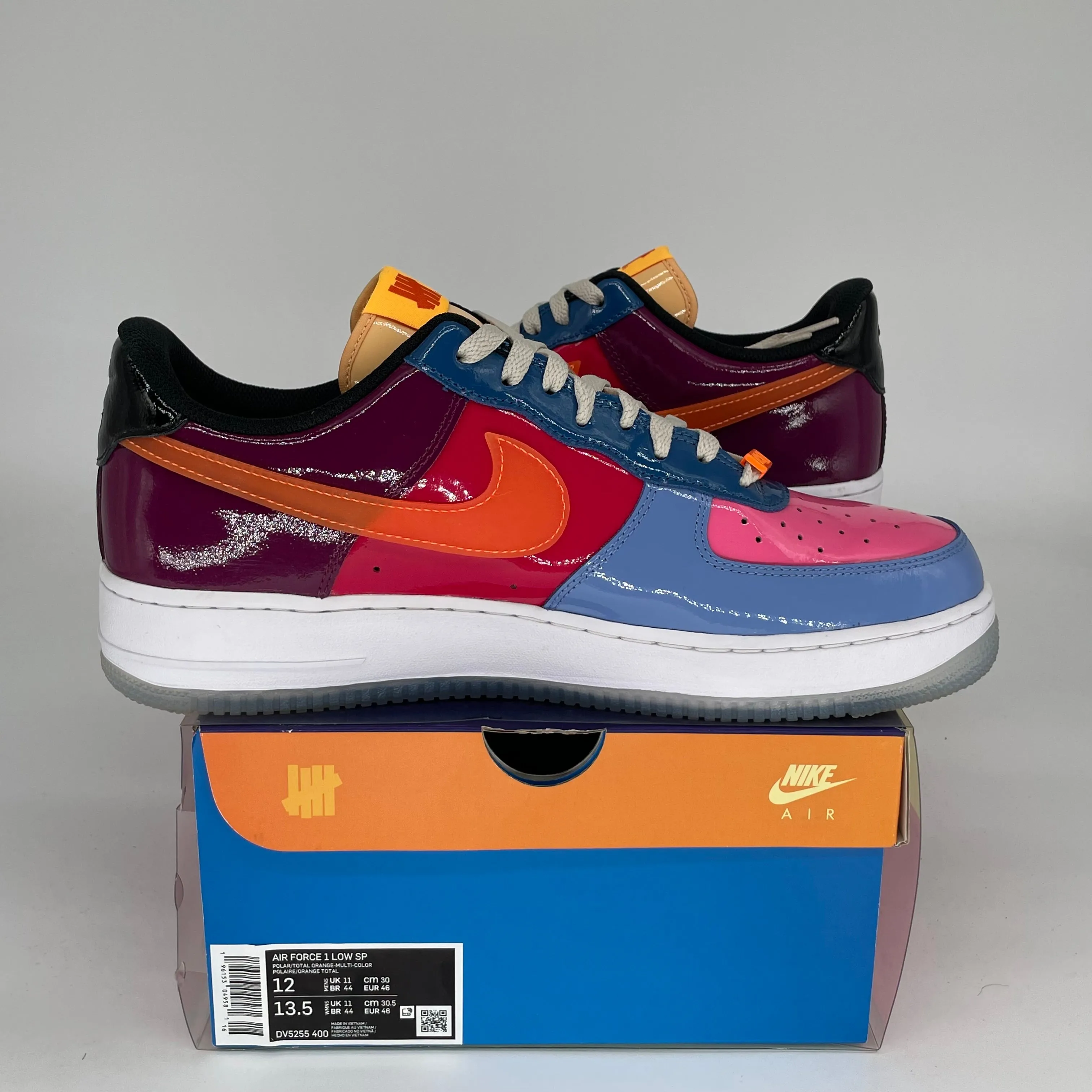 NIKE AIR FORCE 1 LOW UNDEFEATED MULTI PATENT TOTAL ORANGE SIZE 12 DV5255-400