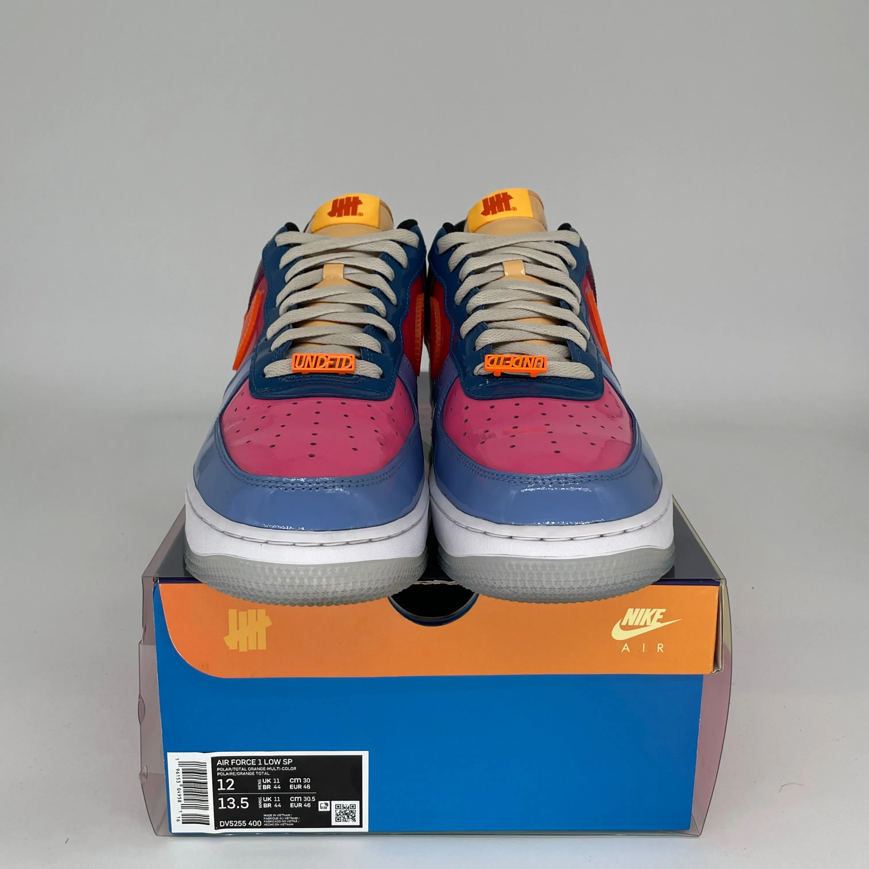 NIKE AIR FORCE 1 LOW UNDEFEATED MULTI PATENT TOTAL ORANGE SIZE 12 DV5255-400
