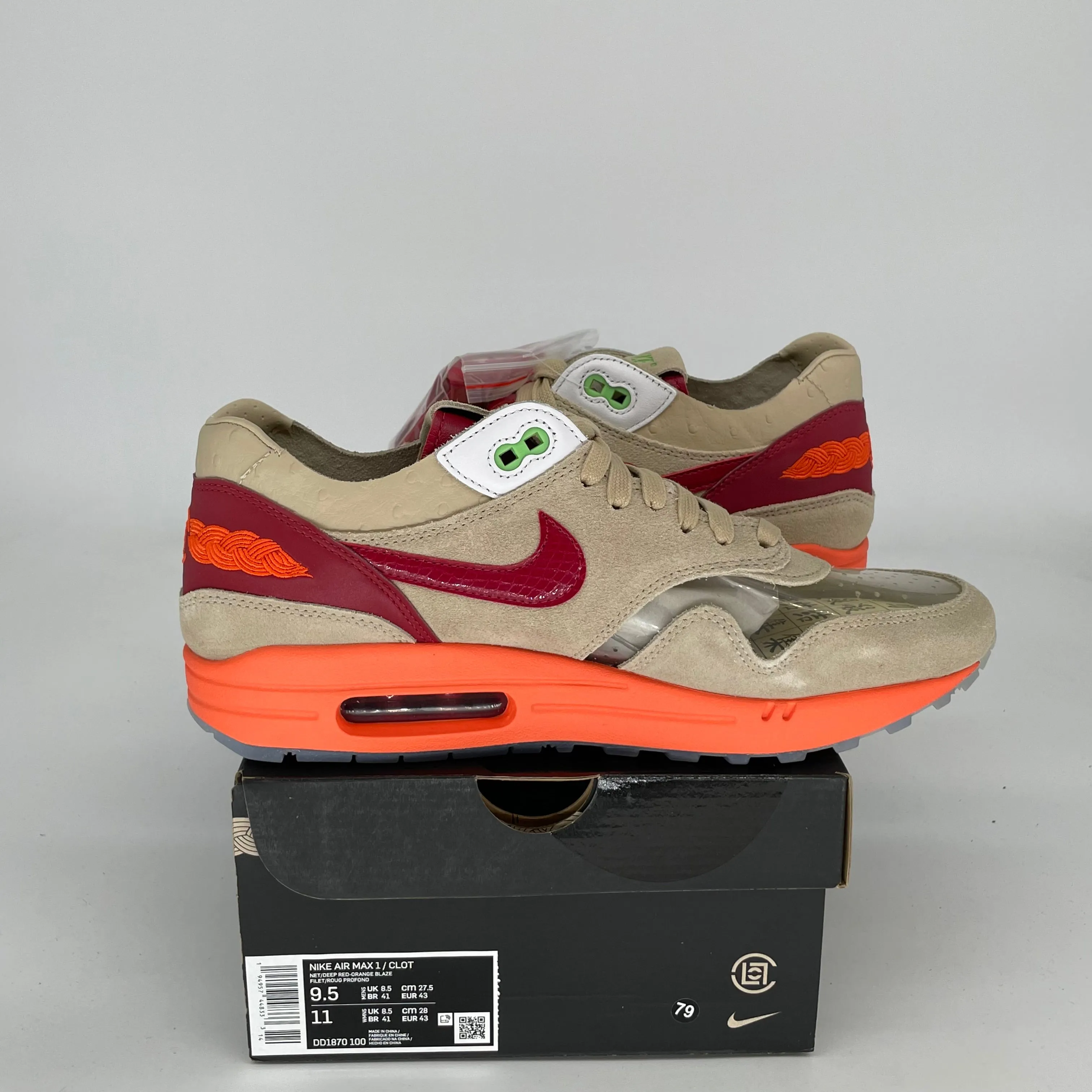 NIKE AIR MAX 1 CLOT KISS OF DEATH SIZE 9.5 DD1870-100