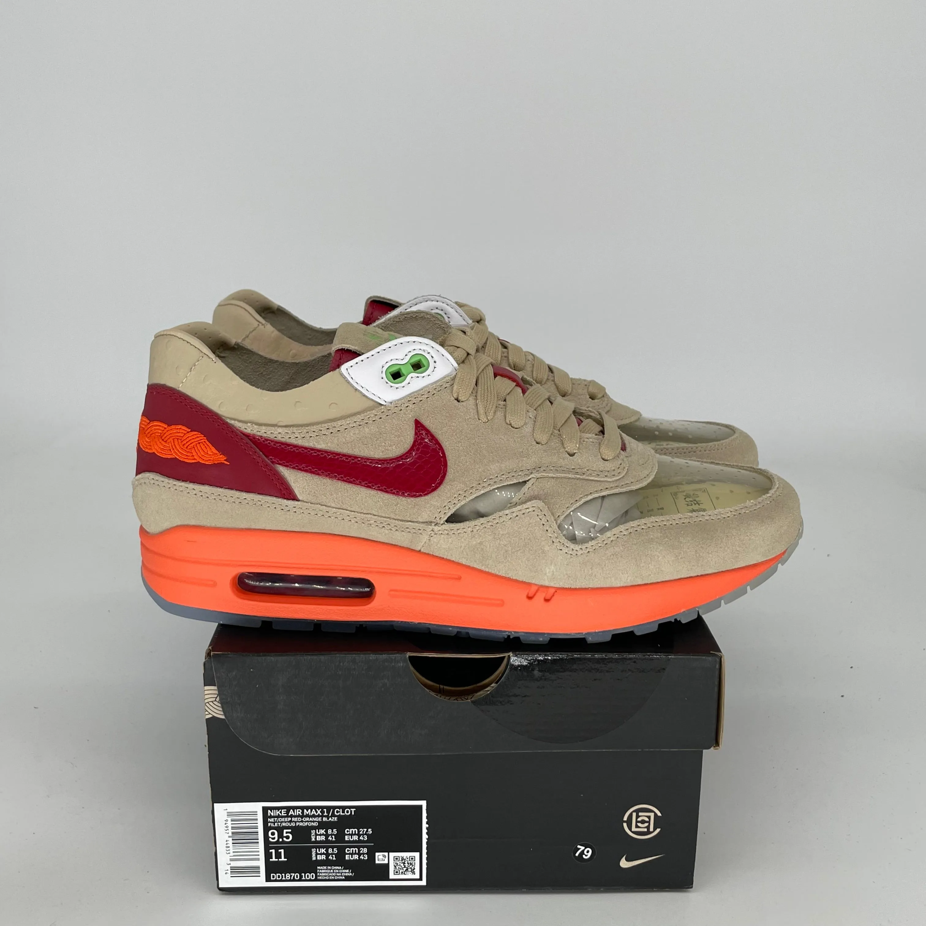 NIKE AIR MAX 1 CLOT KISS OF DEATH SIZE 9.5 DD1870-100