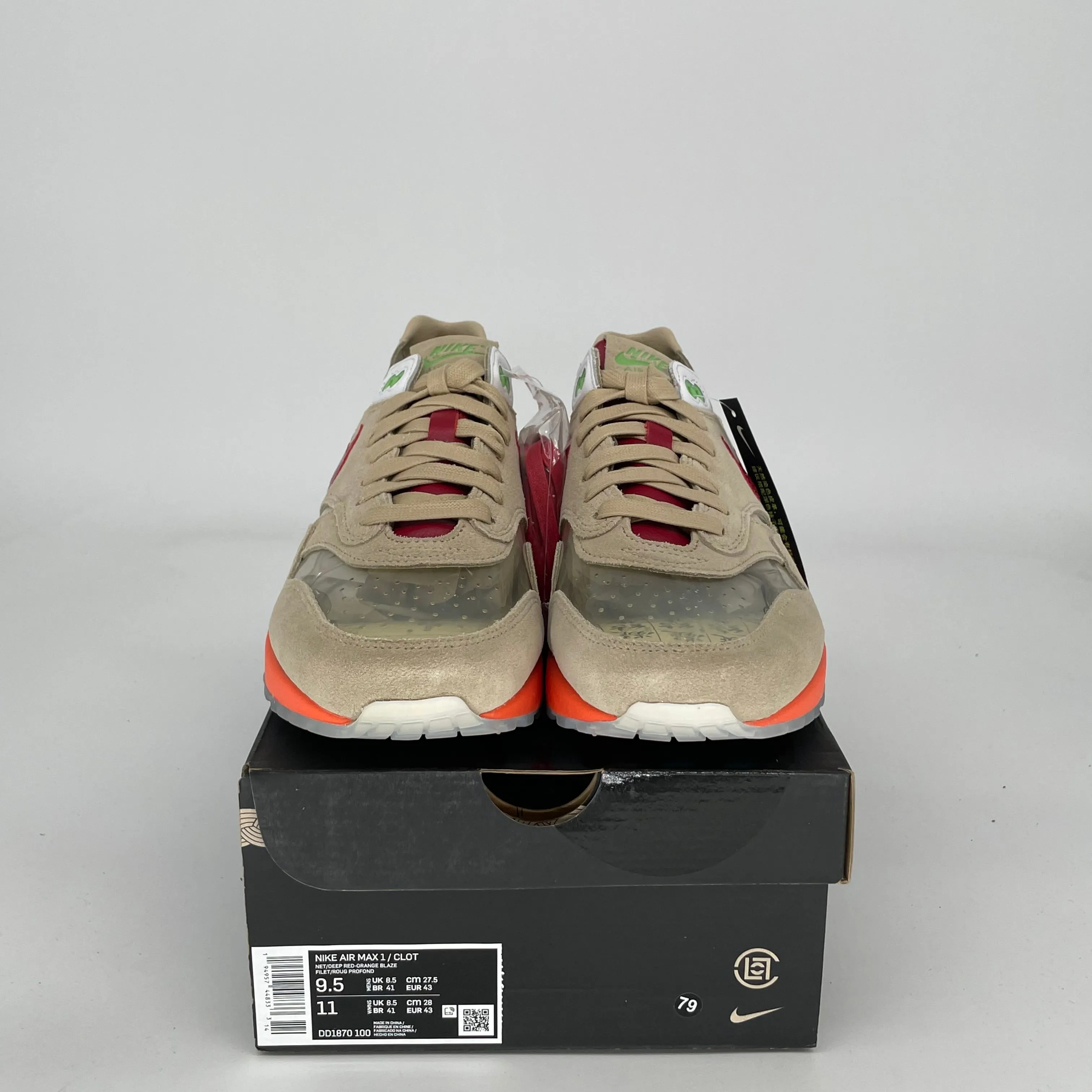 NIKE AIR MAX 1 CLOT KISS OF DEATH SIZE 9.5 DD1870-100