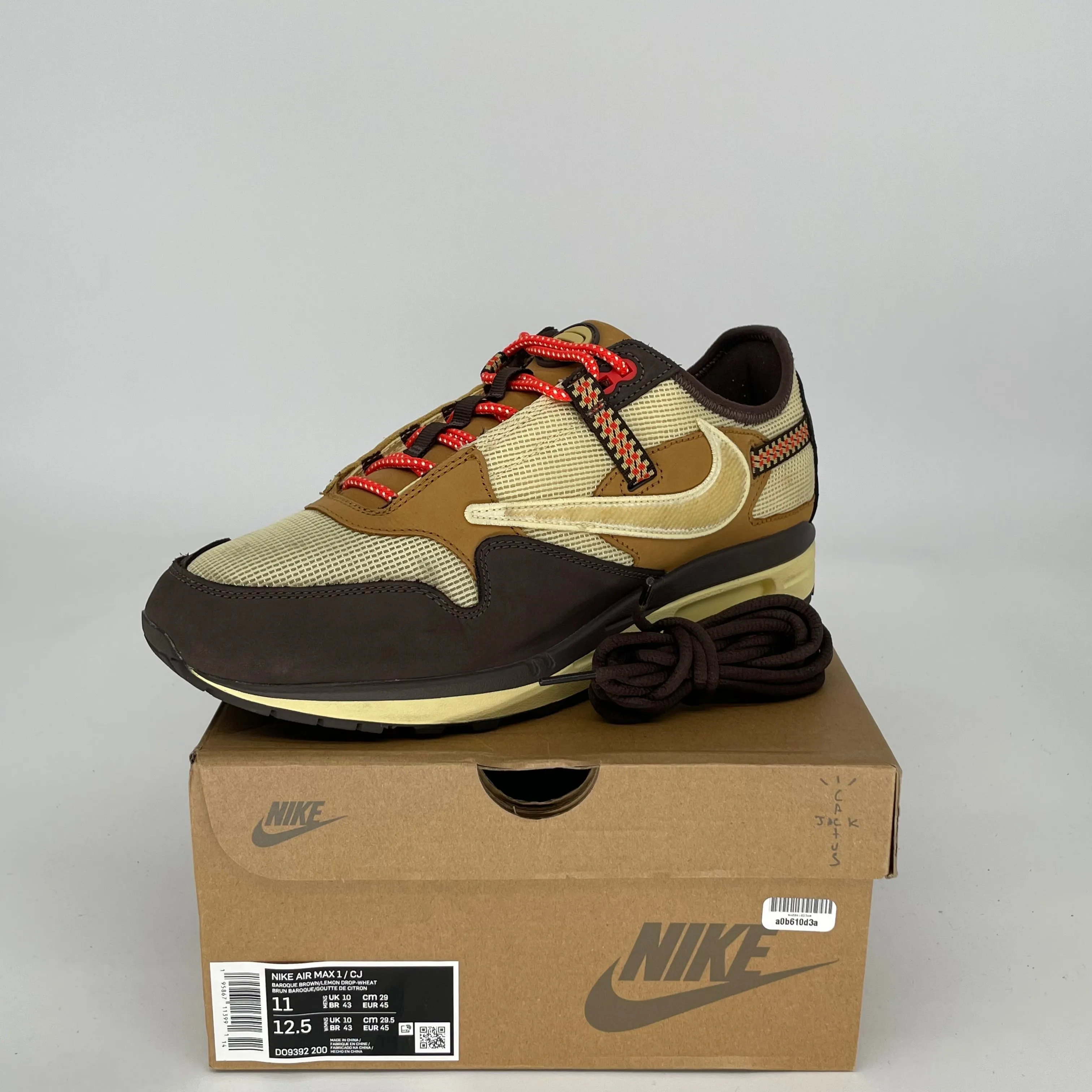 NIKE AIR MAX 1 TRAVIS SCOTT BAROQUE BROWN SIZE 11 DO9392-200