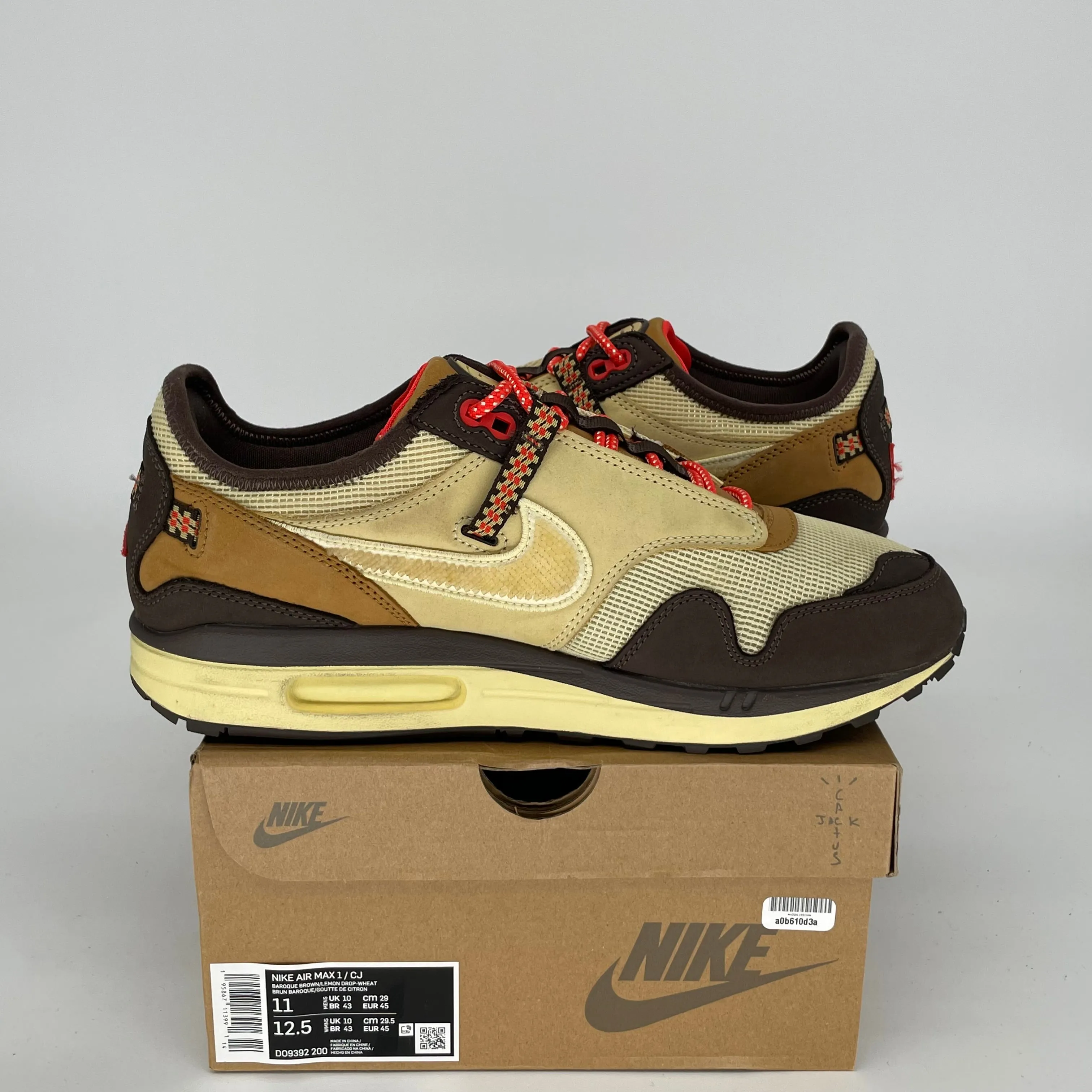 NIKE AIR MAX 1 TRAVIS SCOTT BAROQUE BROWN SIZE 11 DO9392-200