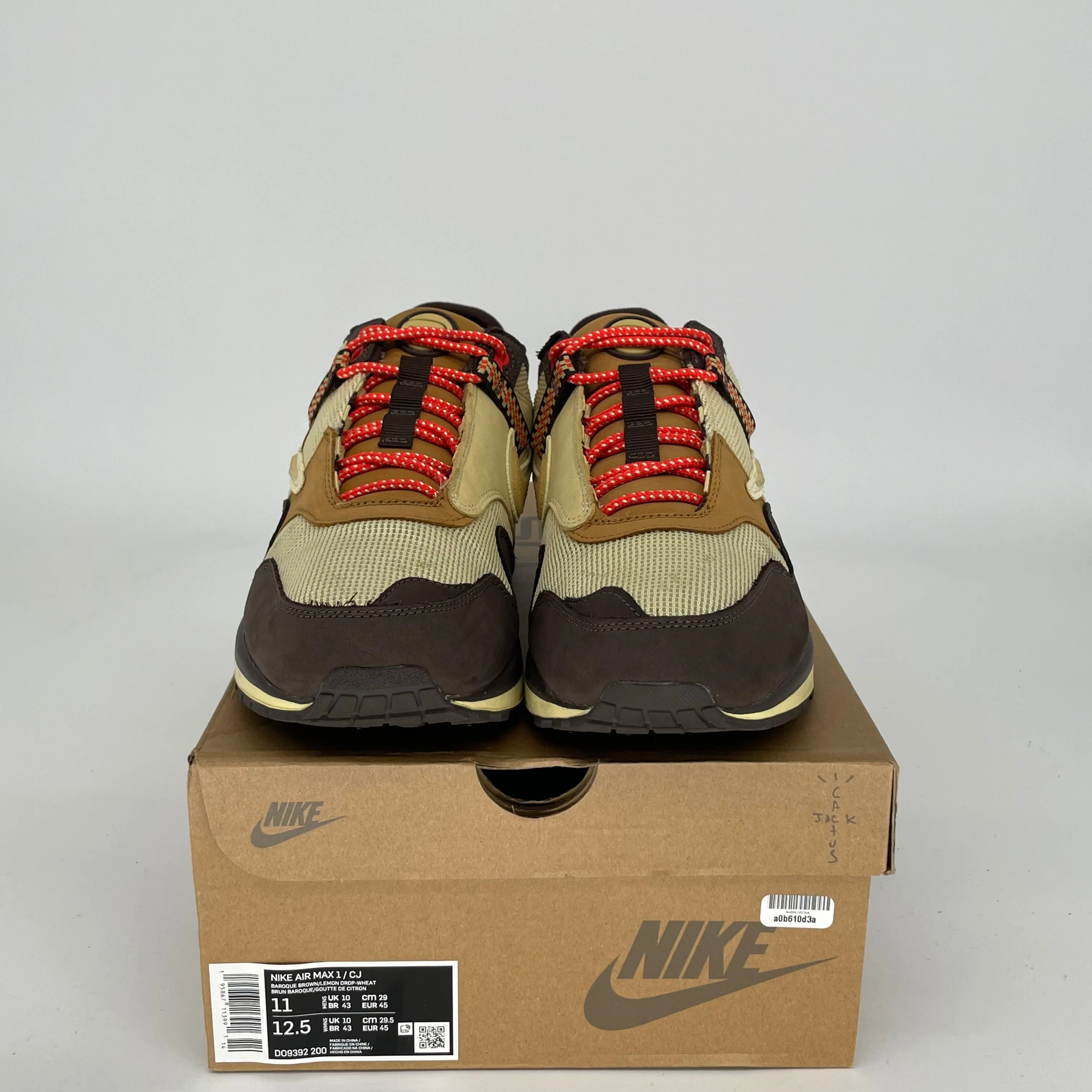 NIKE AIR MAX 1 TRAVIS SCOTT BAROQUE BROWN SIZE 11 DO9392-200
