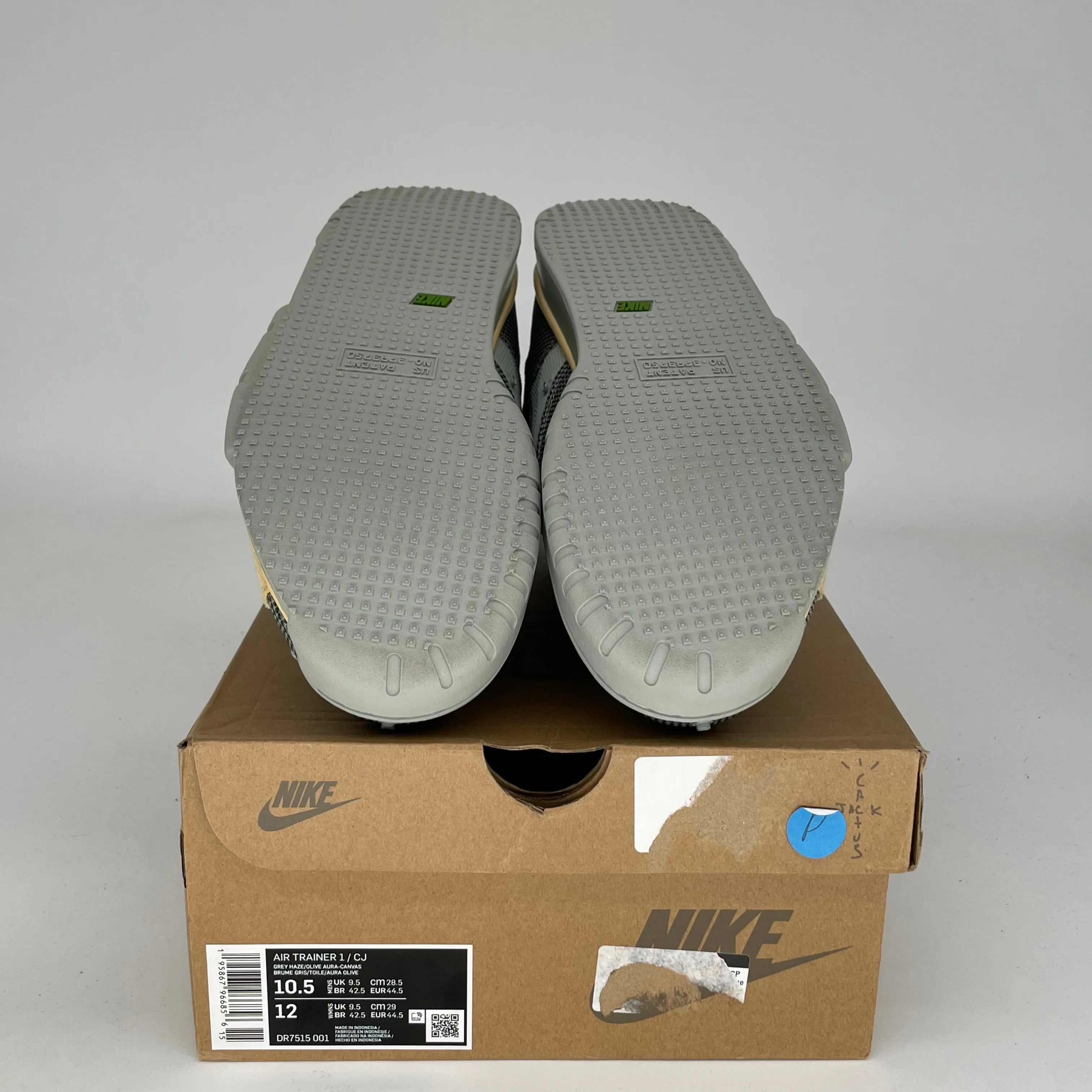 NIKE AIR TRAINER 1 TRAVIS SCOTT GREY HAZE SIZE 10.5 DR7515-001