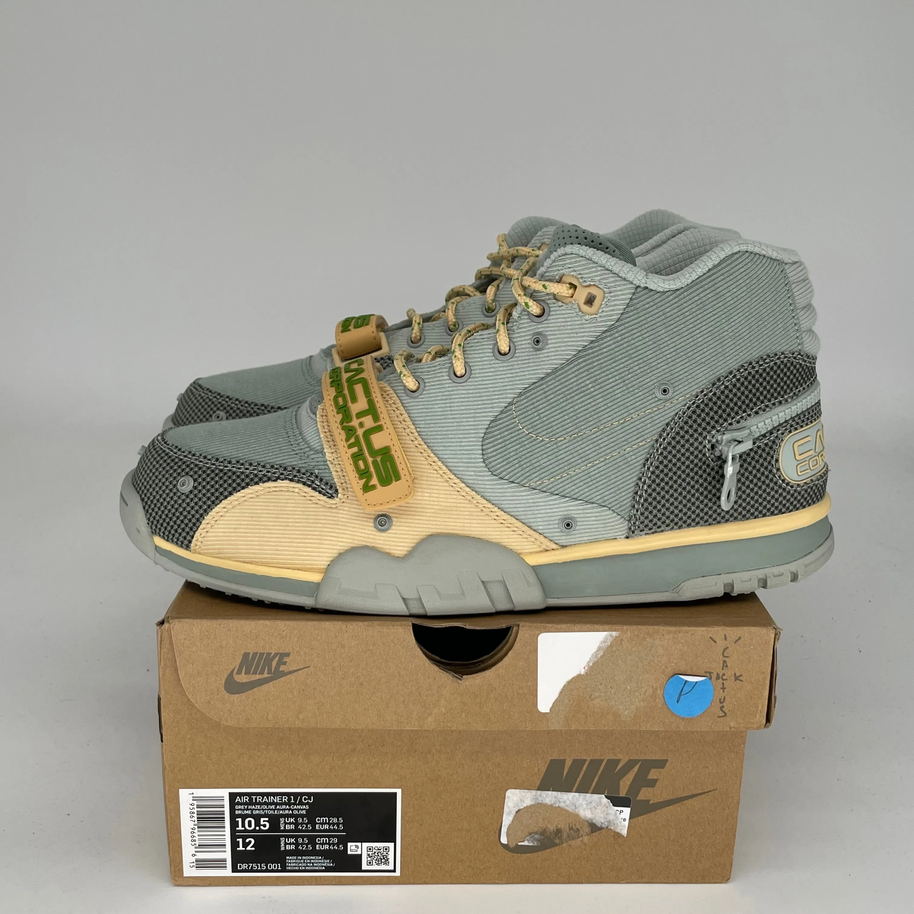 NIKE AIR TRAINER 1 TRAVIS SCOTT GREY HAZE SIZE 10.5 DR7515-001