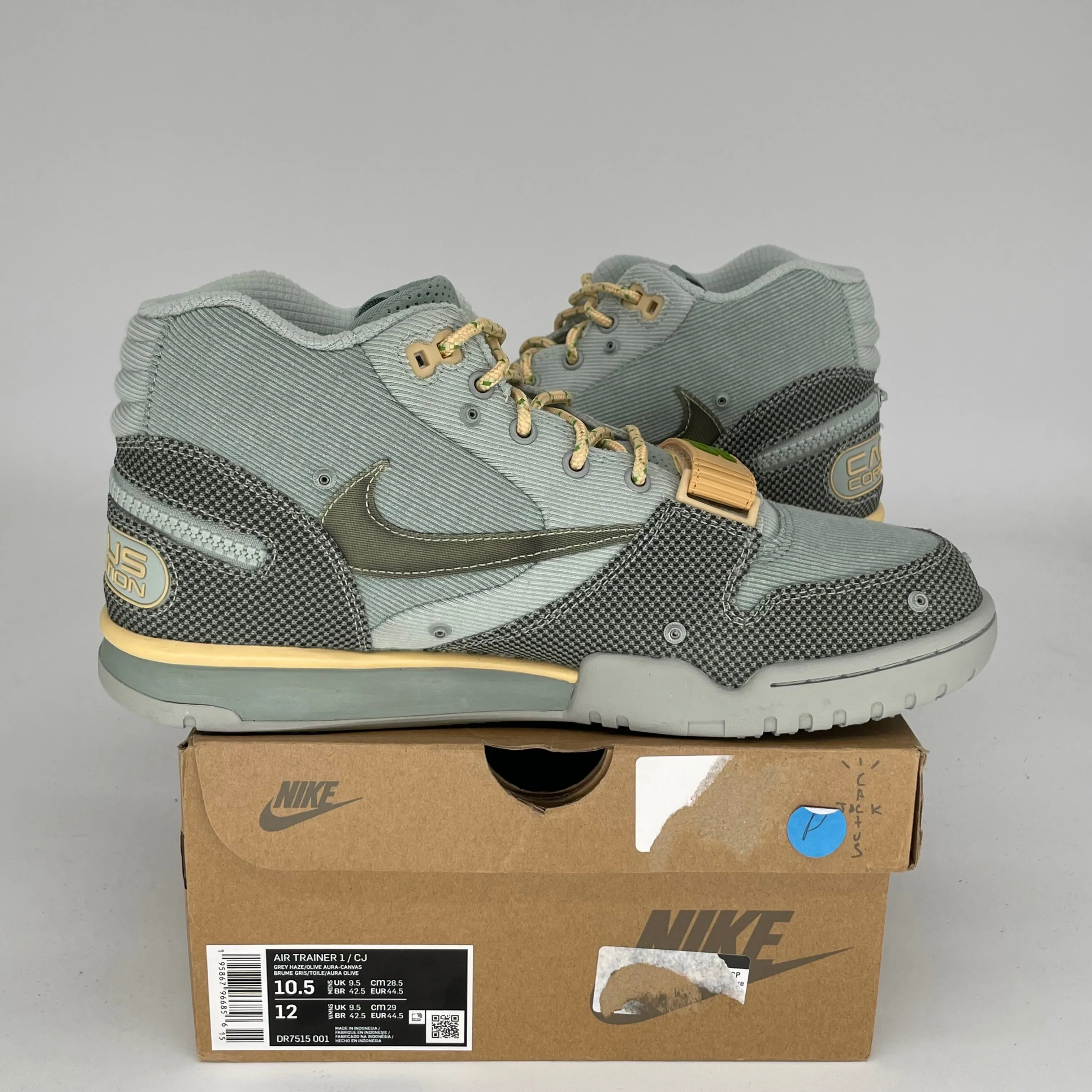 NIKE AIR TRAINER 1 TRAVIS SCOTT GREY HAZE SIZE 10.5 DR7515-001