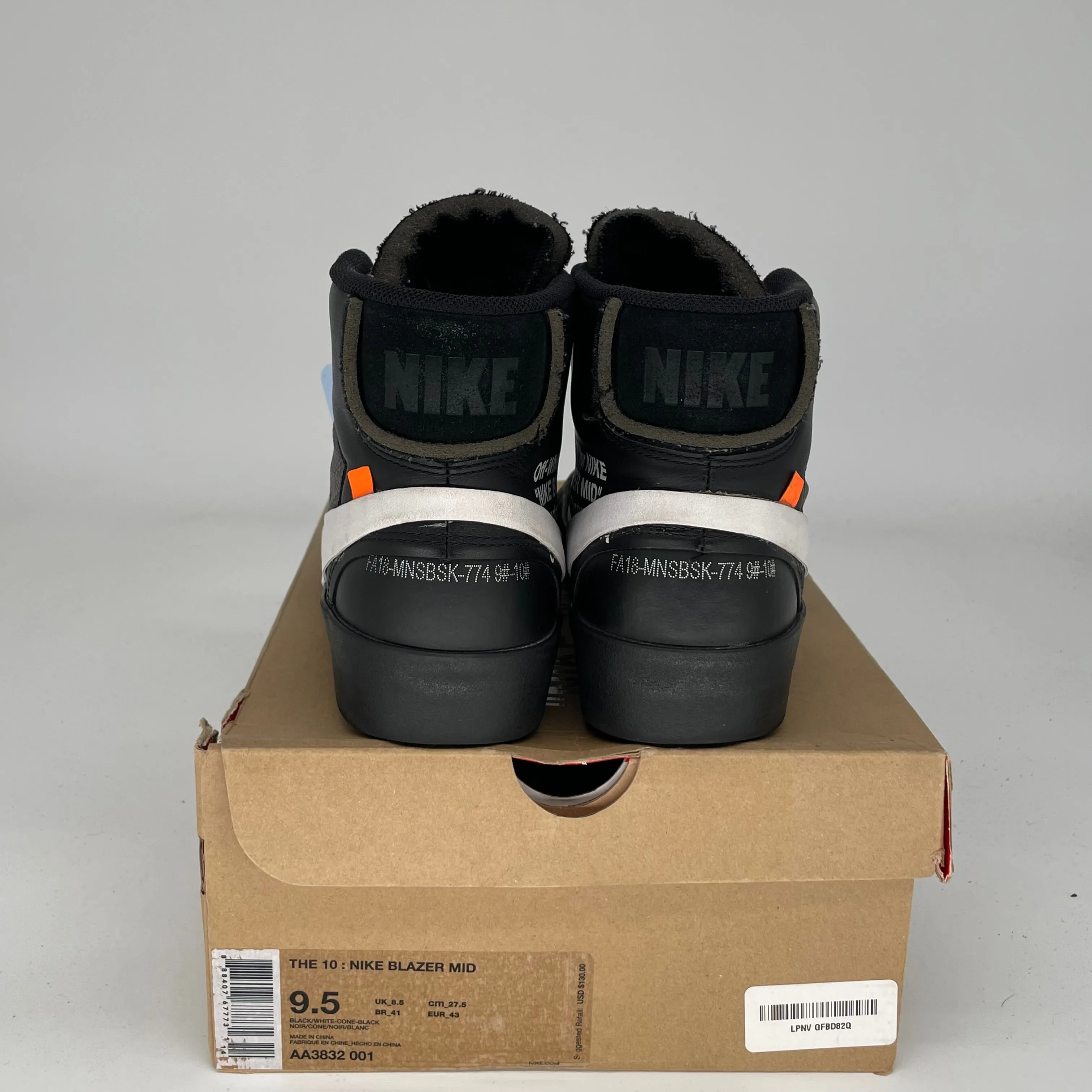 NIKE BLAZER MID OFF WHITE GRIM REAPER SIZE 9.5 AA3832-001