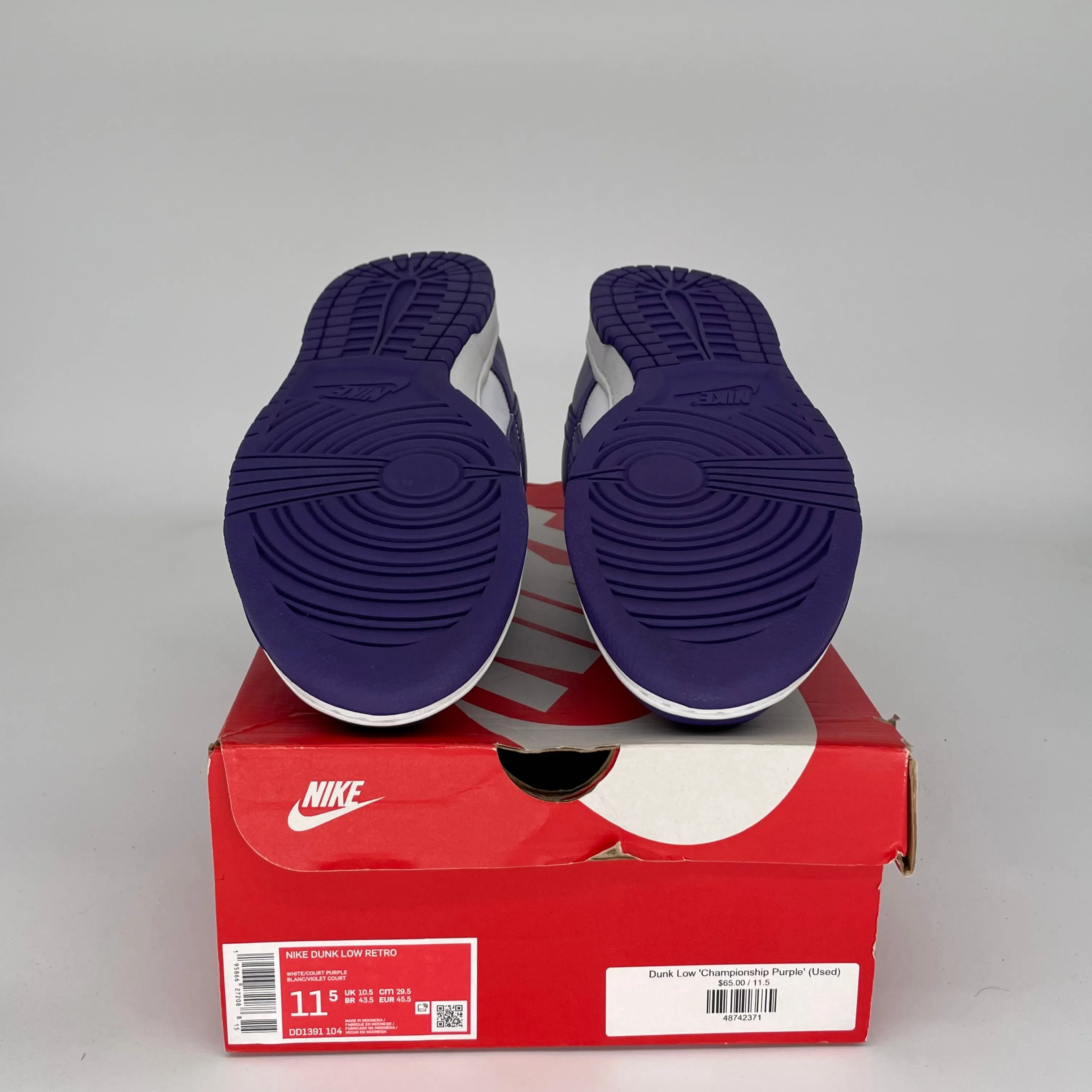 NIKE DUNK LOW CHAMPIONSHIP COURT PURPLE SIZE 11.5 DD1391-104