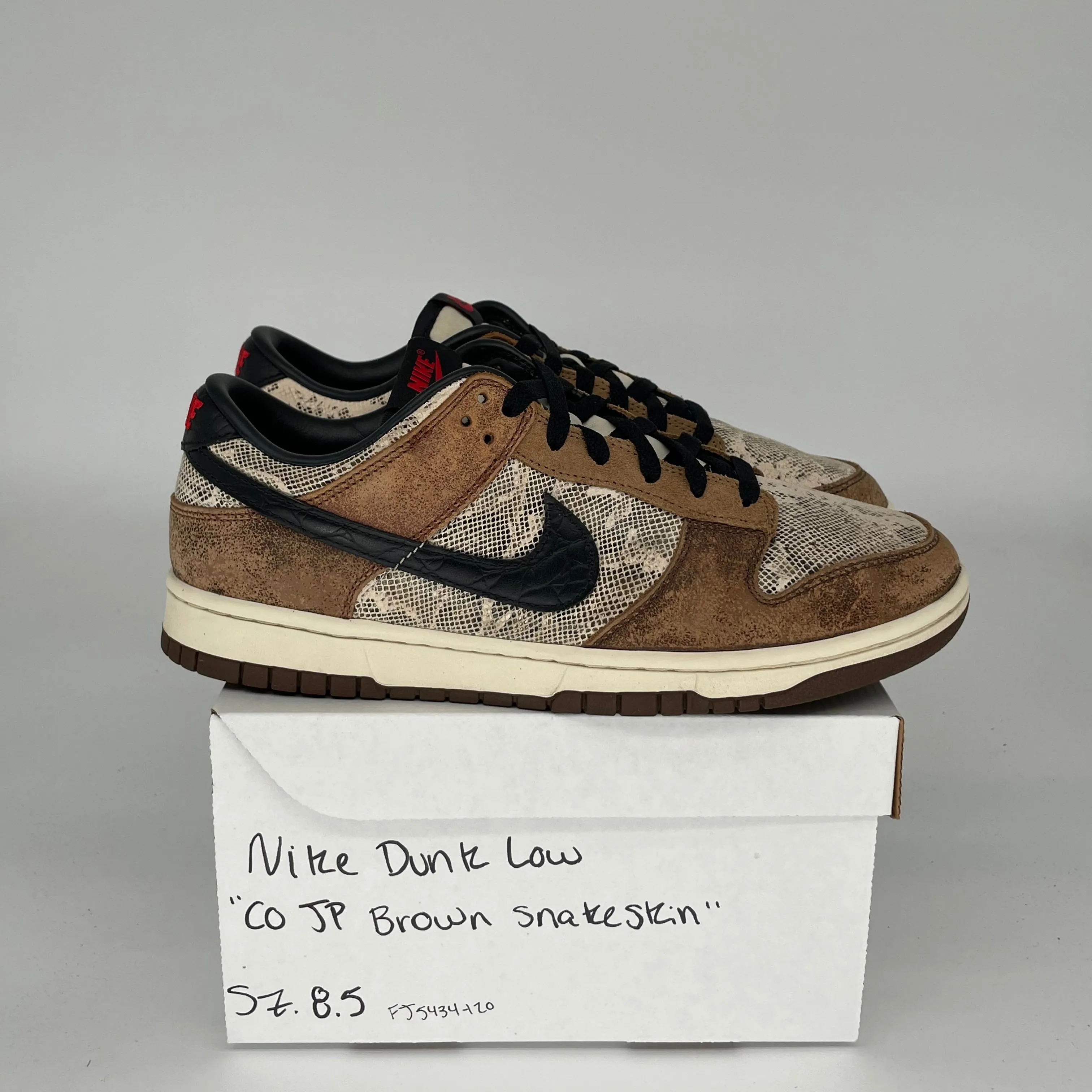 NIKE DUNK  LOW CO JP BROWN SNAKESKIN SIZE 8.5 FJ5434-120