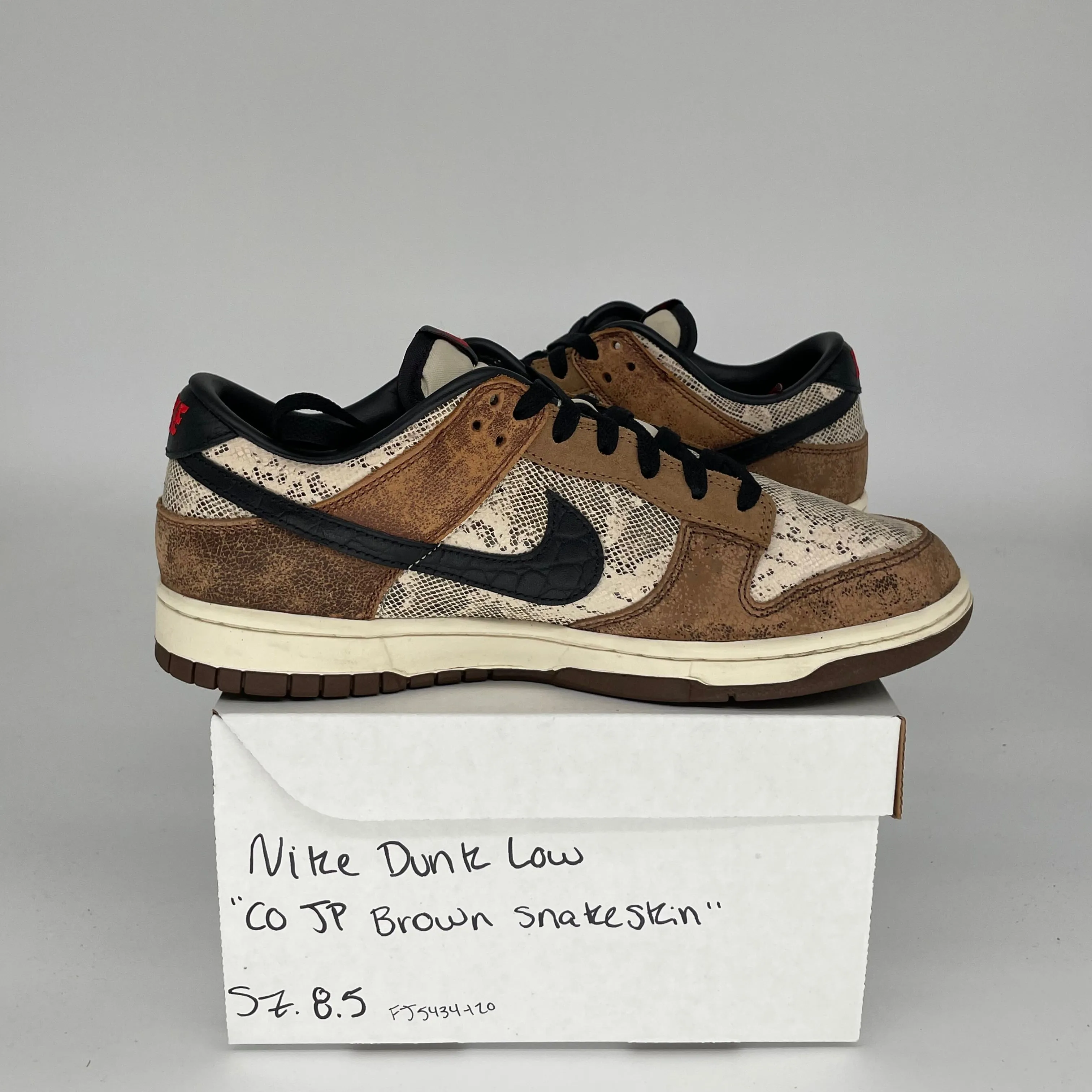 NIKE DUNK  LOW CO JP BROWN SNAKESKIN SIZE 8.5 FJ5434-120