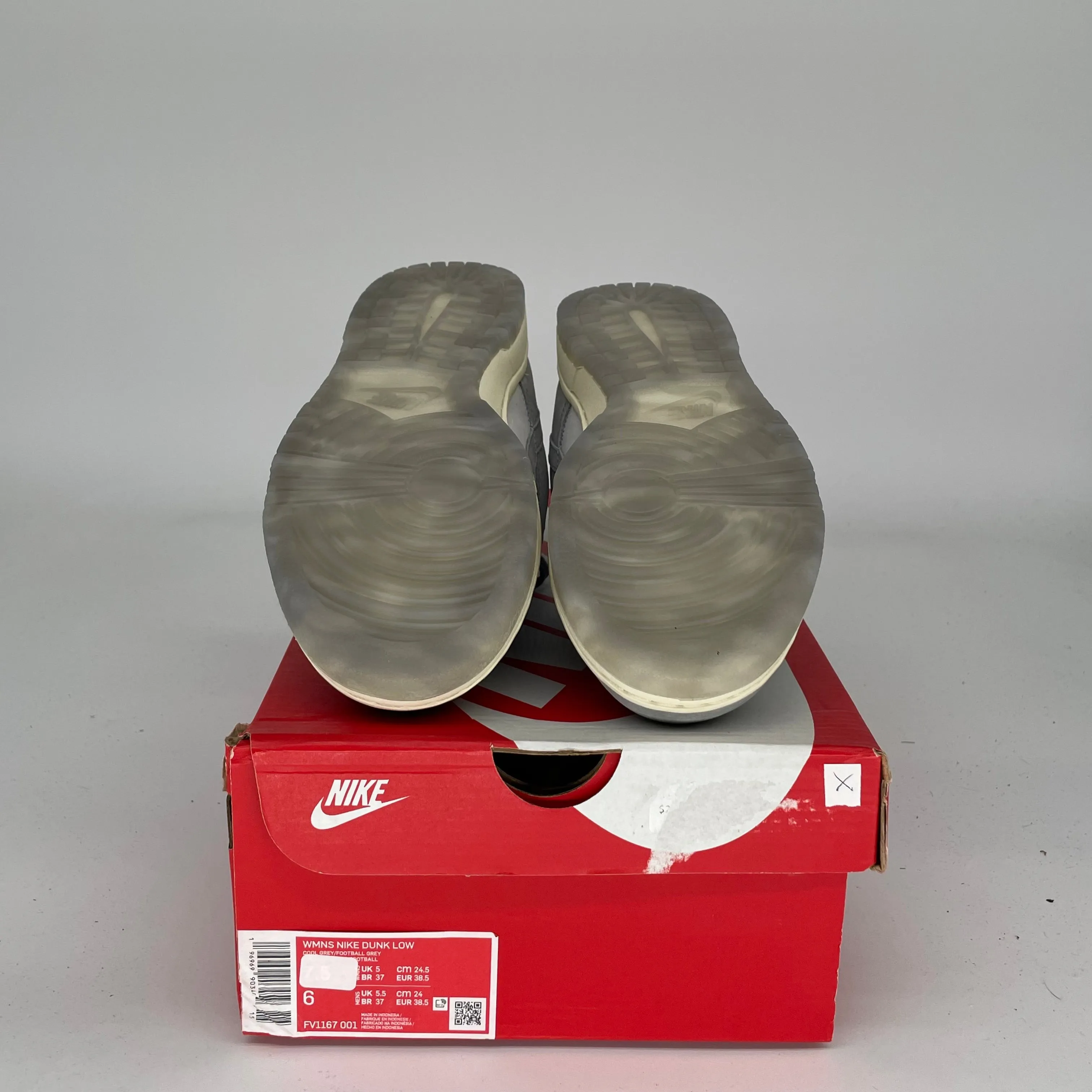 NIKE DUNK LOW COOL GREY FOOTBALL GREY W SIZE 6/7.5W FV1167-001